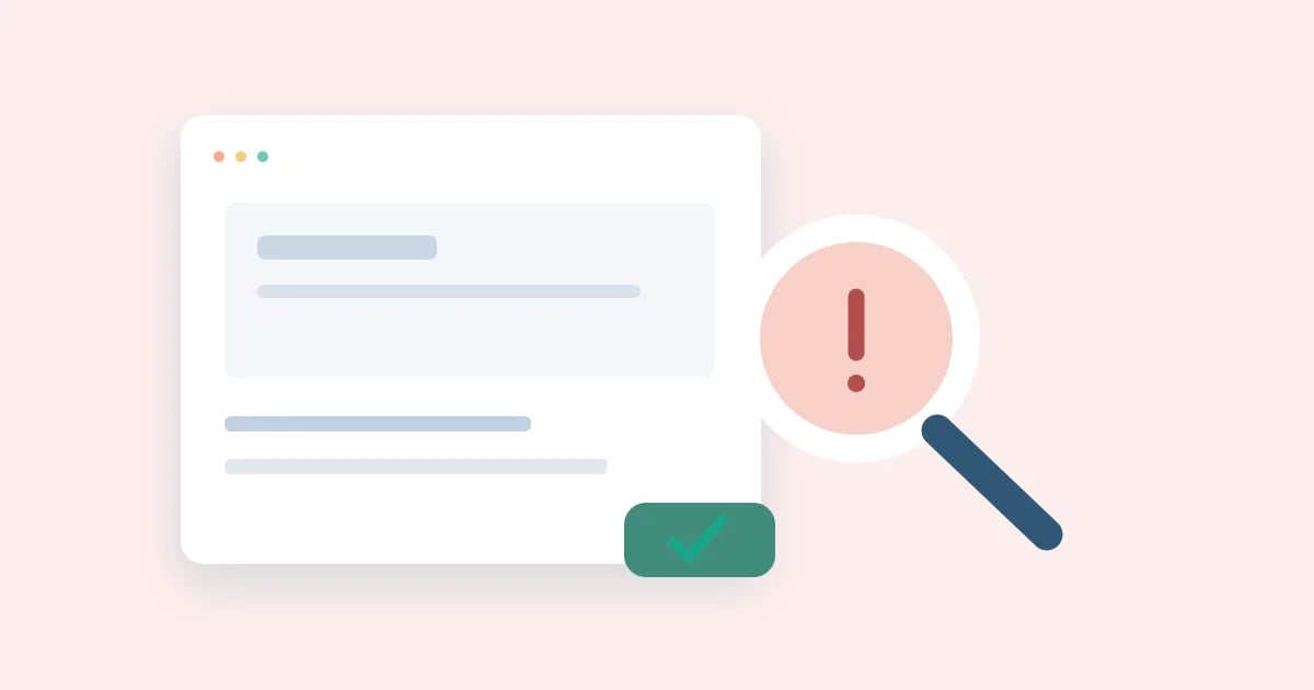 A magnifying glass highlights a problem in an application window